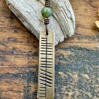 Believe Ogham Necklace, Creid Irish Gaelic, Bronze Bar Charm, Connemara Marble, Irish Celtic, Hand Carved Pendant, Soul Harbor Jewelry