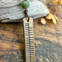 Believe Ogham Necklace, Creid Irish Gaelic, Bronze Bar Charm, Connemara Marble, Irish Celtic, Hand Carved Pendant, Soul Harbor Jewelry