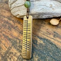 Believe Ogham Necklace, Creid Irish Gaelic, Bronze Bar Charm, Connemara Marble, Irish Celtic, Hand Carved Pendant, Soul Harbor Jewelry