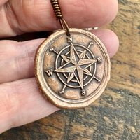 Compass Rose, Copper Pendant, Sailing Gifts, Nautical Jewelry, Men's Jewelry, Sailor Necklace, 7th Anniversary, Protection Talisman
