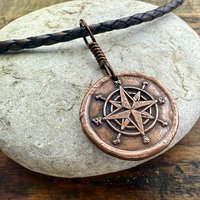 Compass Rose, Copper Pendant, Sailing Gifts, Nautical Jewelry, Men's Jewelry, Sailor Necklace, 7th Anniversary, Protection Talisman