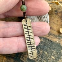 Believe Ogham Necklace, Creid Irish Gaelic, Bronze Bar Charm, Connemara Marble, Irish Celtic, Hand Carved Pendant, Soul Harbor Jewelry