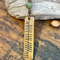 Believe Ogham Necklace, Creid Irish Gaelic, Bronze Bar Charm, Connemara Marble, Irish Celtic, Hand Carved Pendant, Soul Harbor Jewelry