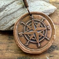 Compass Rose, Copper Pendant, Sailing Gifts, Nautical Jewelry, Men's Jewelry, Sailor Necklace, 7th Anniversary, Protection Talisman