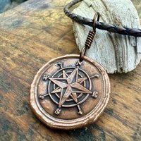 Compass Rose, Copper Pendant, Sailing Gifts, Nautical Jewelry, Men's Jewelry, Sailor Necklace, 7th Anniversary, Protection Talisman
