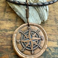 Compass Rose, Copper Pendant, Sailing Gifts, Nautical Jewelry, Men's Jewelry, Sailor Necklace, 7th Anniversary, Protection Talisman