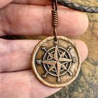 Compass Rose, Copper Pendant, Sailing Gifts, Nautical Jewelry, Men's Jewelry, Sailor Necklace, 7th Anniversary, Protection Talisman