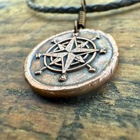 Compass Rose, Copper Pendant, Sailing Gifts, Nautical Jewelry, Men's Jewelry, Sailor Necklace, 7th Anniversary, Protection Talisman
