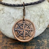 Compass Rose, Copper Pendant, Sailing Gifts, Nautical Jewelry, Men's Jewelry, Sailor Necklace, 7th Anniversary, Protection Talisman