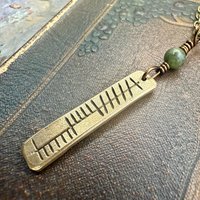 Anam Cara Ogham Necklace, Soul Friend, Bronze Bar Charm, Connemara Marble, Irish Celtic, Soul Mate, Gifts of Love, Irish Gaelic, Best Friend