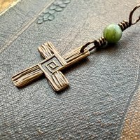 Saint Brigid's Cross, Copper Charm, Irish Celtic Jewelry, Connemara Marble, Hand Carved, Pagan Imbolc, Celtic Witch, Soul Harbor Jewelry