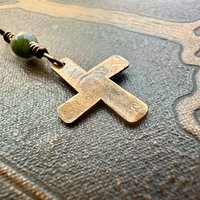 Saint Brigid's Cross, Copper Charm, Irish Celtic Jewelry, Connemara Marble, Hand Carved, Pagan Imbolc, Celtic Witch, Soul Harbor Jewelry