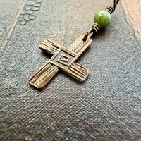 Saint Brigid's Cross, Copper Charm, Irish Celtic Jewelry, Connemara Marble, Hand Carved, Pagan Imbolc, Celtic Witch, Soul Harbor Jewelry