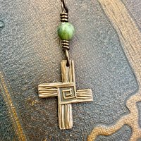 Saint Brigid's Cross, Copper Charm, Irish Celtic Jewelry, Connemara Marble, Hand Carved, Pagan Imbolc, Celtic Witch, Soul Harbor Jewelry