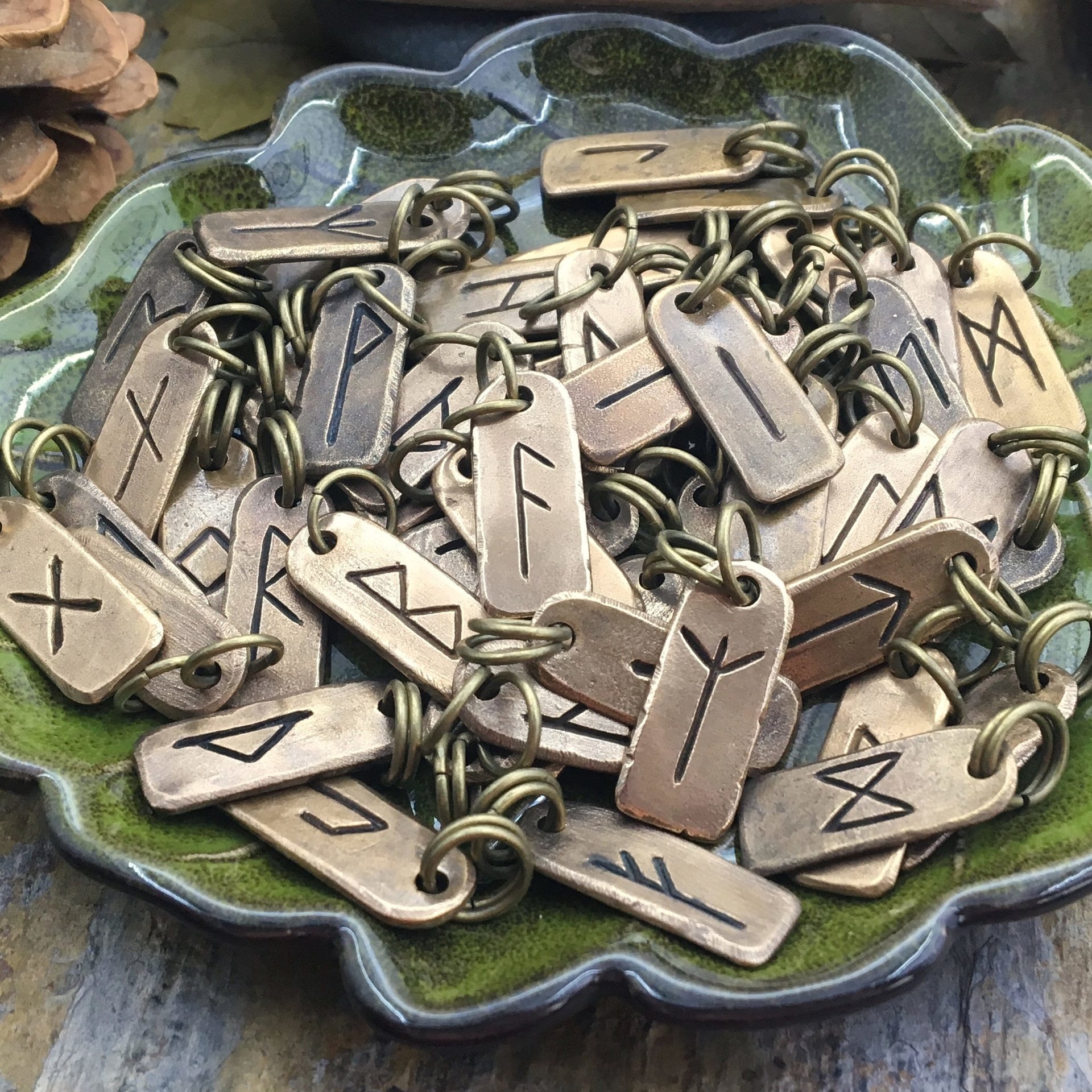 Othala Rune, Bronze Rune Charm, Hand Carved, Recycled Metal, Viking Pendant, Men Women, Elder Futhark, Ancient Pagan Symbols, Norse Nordic