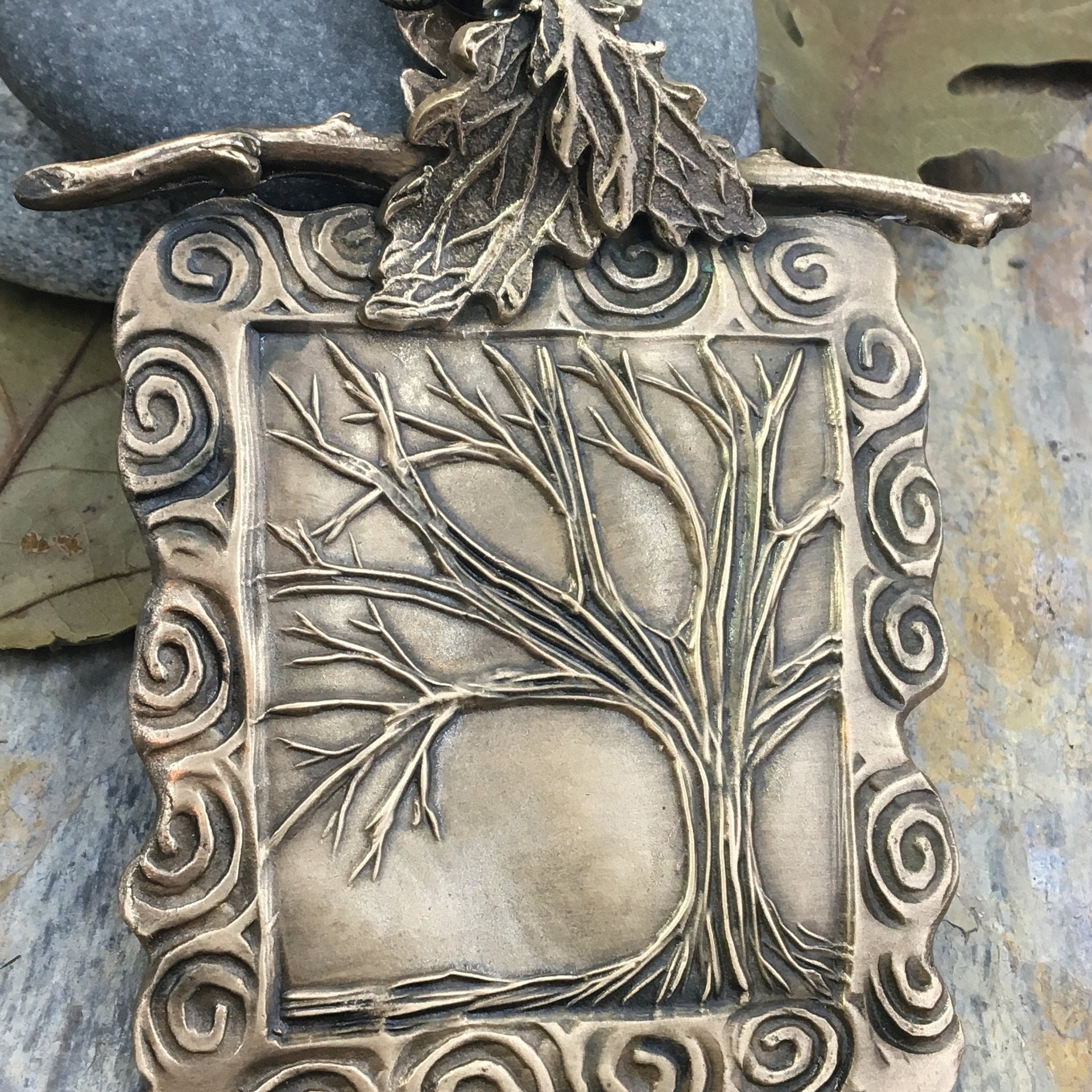 Celtic Tree of Life, Bronze Tree Necklace, Hand Carved Art Jewelry, Large Statement Pendant, Irish Celtic Spirals, Soul Harbor Jewelry