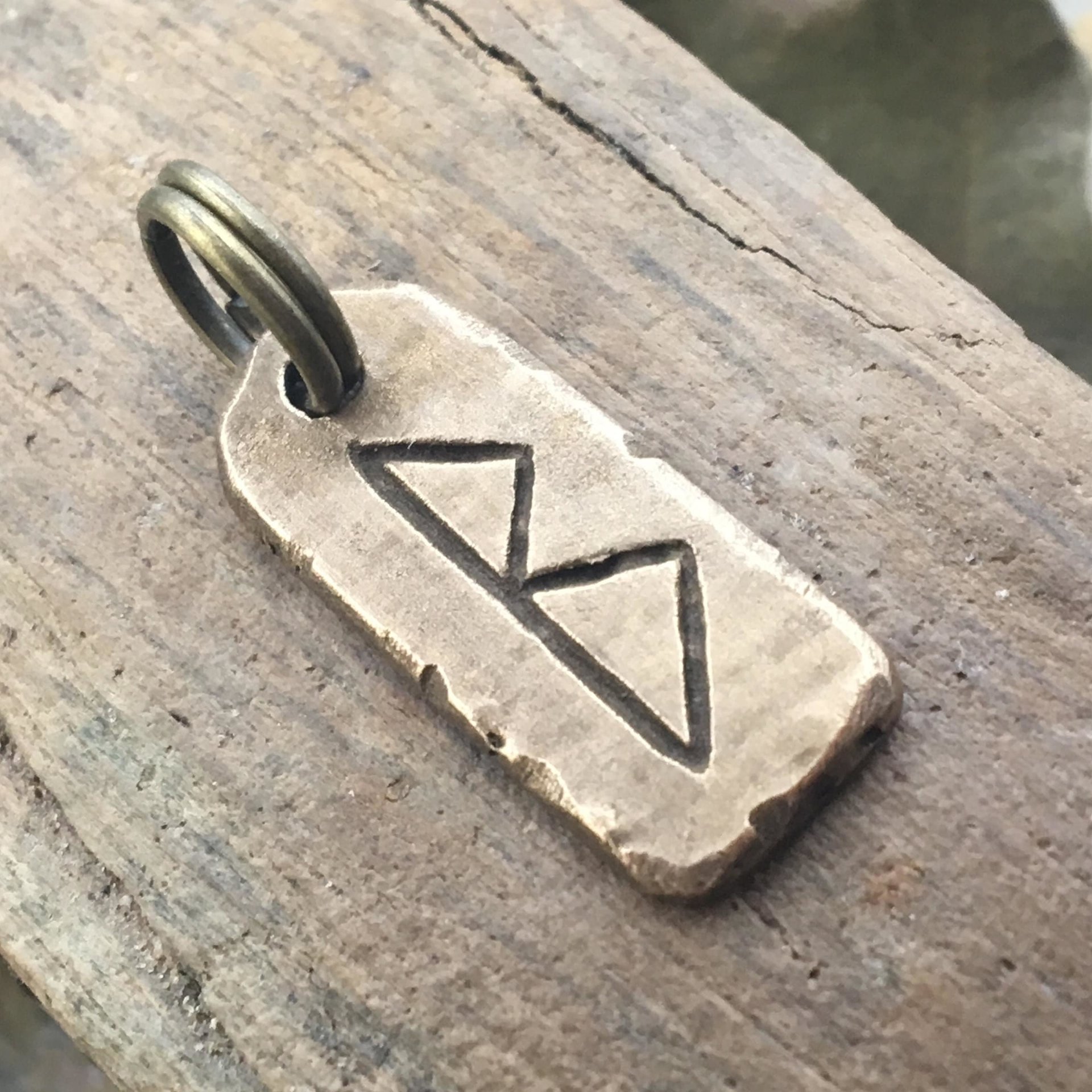 Berkano Rune, Bronze Rune Charm, Hand Carved, Viking Pendant for Men, Unisex, Elder Futhark, Ancient Pagan, Leather & Vegan Necklace Cords