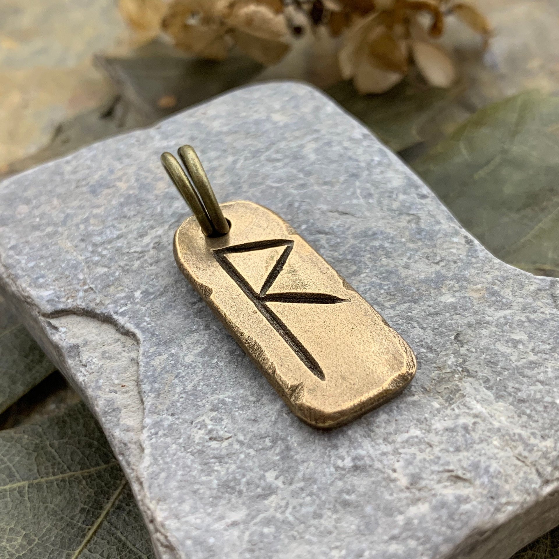 Raido Rune, Raidho Bronze Rune Charm, Viking Rune Jewelry, Men's Rune Jewelry, Nordic Gifts, Hand Carved Elder Futhark, Leather Vegan Cords
