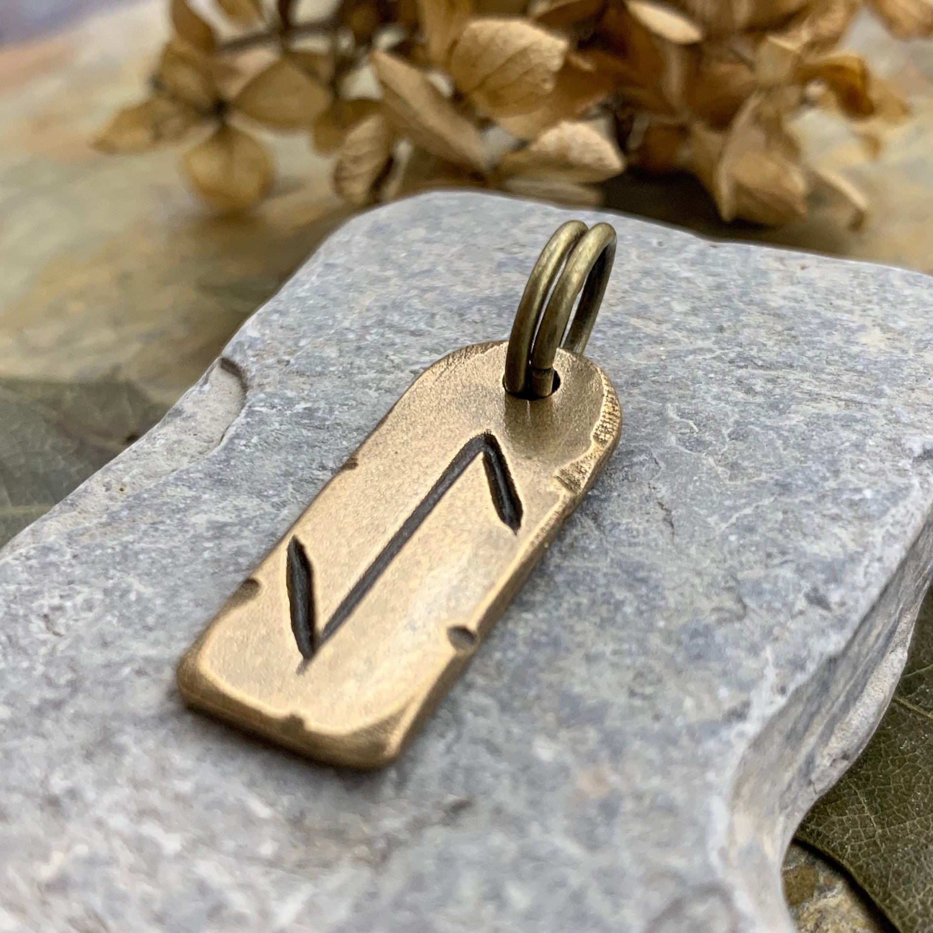 Eihwaz Rune, Bronze Charm Pendant, Men's Viking Jewelry, Handmade Hand-carved, Unisex Charms, Ancient Pagan, Norse Nordic Gifts, Cords Chain