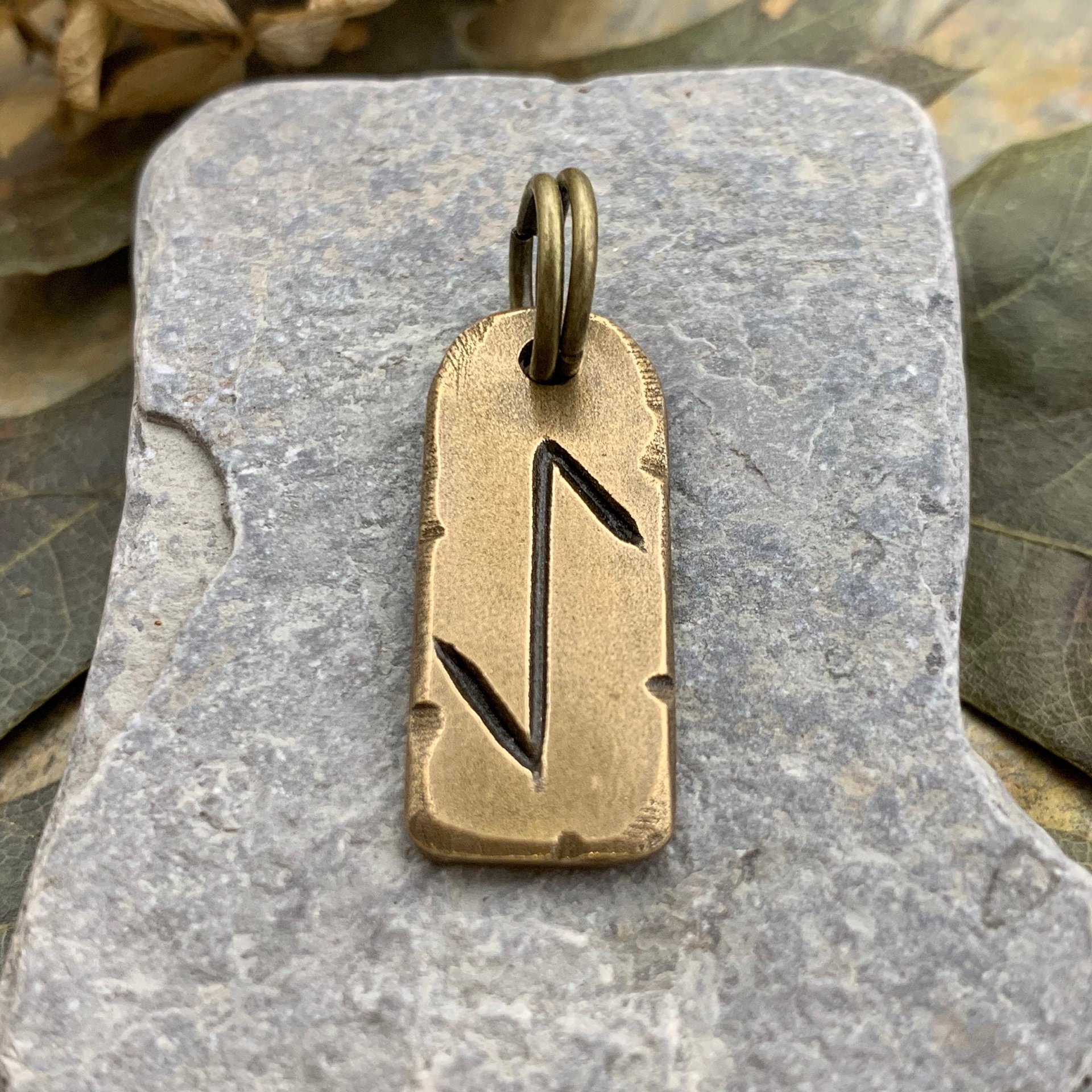 Eihwaz Rune, Bronze Charm Pendant, Men's Viking Jewelry, Handmade Hand-carved, Unisex Charms, Ancient Pagan, Norse Nordic Gifts, Cords Chain