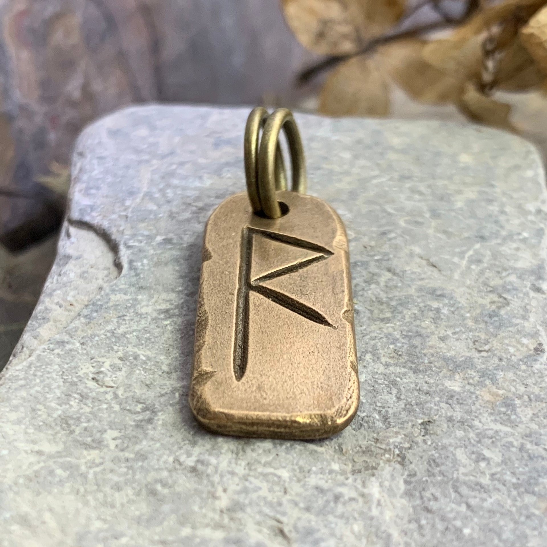 Raido Rune, Raidho Bronze Rune Charm, Viking Rune Jewelry, Men's Rune Jewelry, Nordic Gifts, Hand Carved Elder Futhark, Leather Vegan Cords