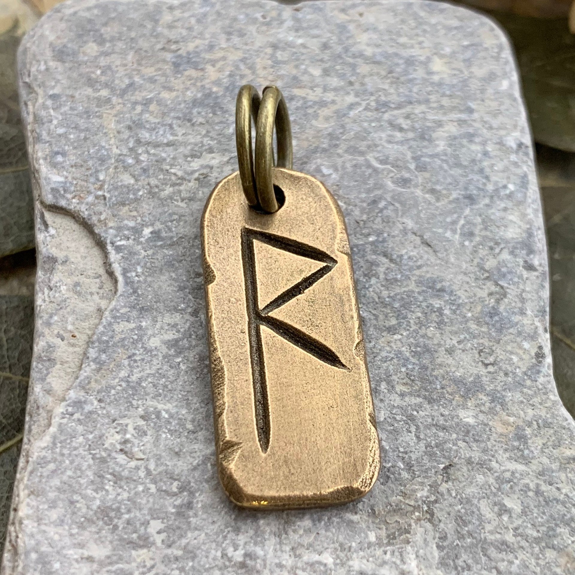 Raido Rune, Raidho Bronze Rune Charm, Viking Rune Jewelry, Men's Rune Jewelry, Nordic Gifts, Hand Carved Elder Futhark, Leather Vegan Cords