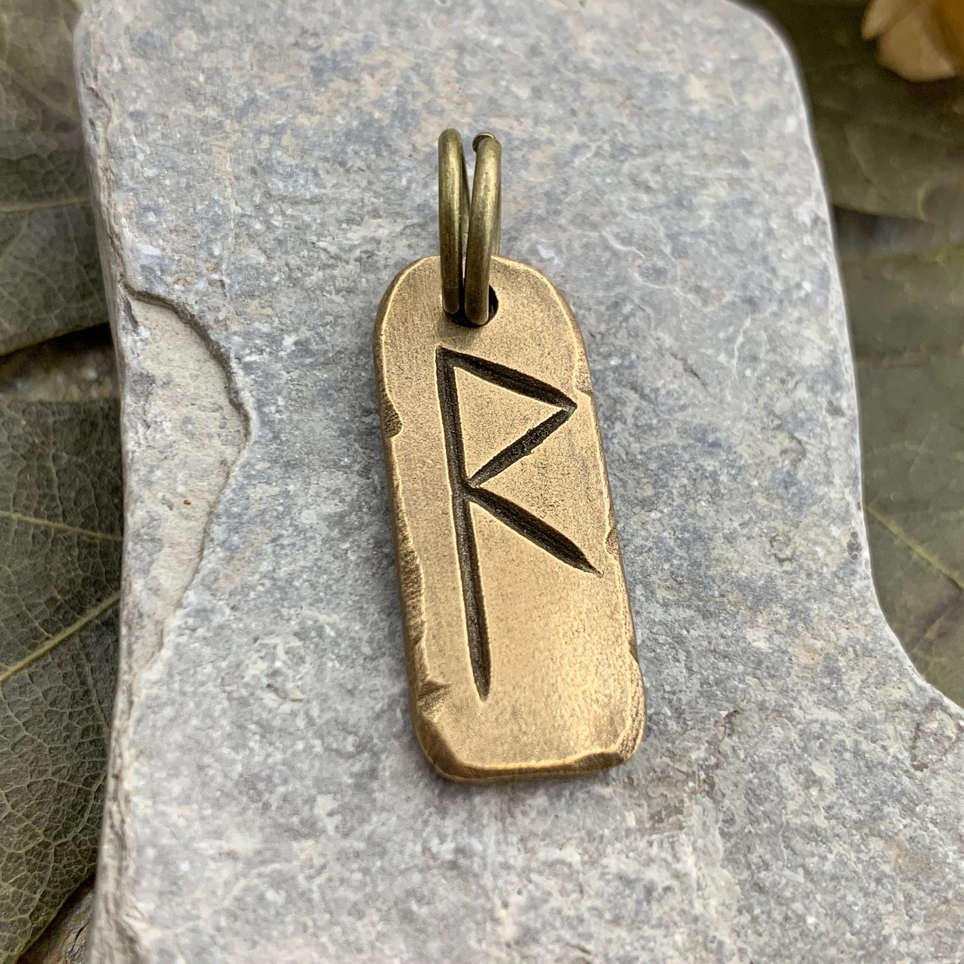 Raido Rune, Raidho Bronze Rune Charm, Viking Rune Jewelry, Men's Rune Jewelry, Nordic Gifts, Hand Carved Elder Futhark, Leather Vegan Cords