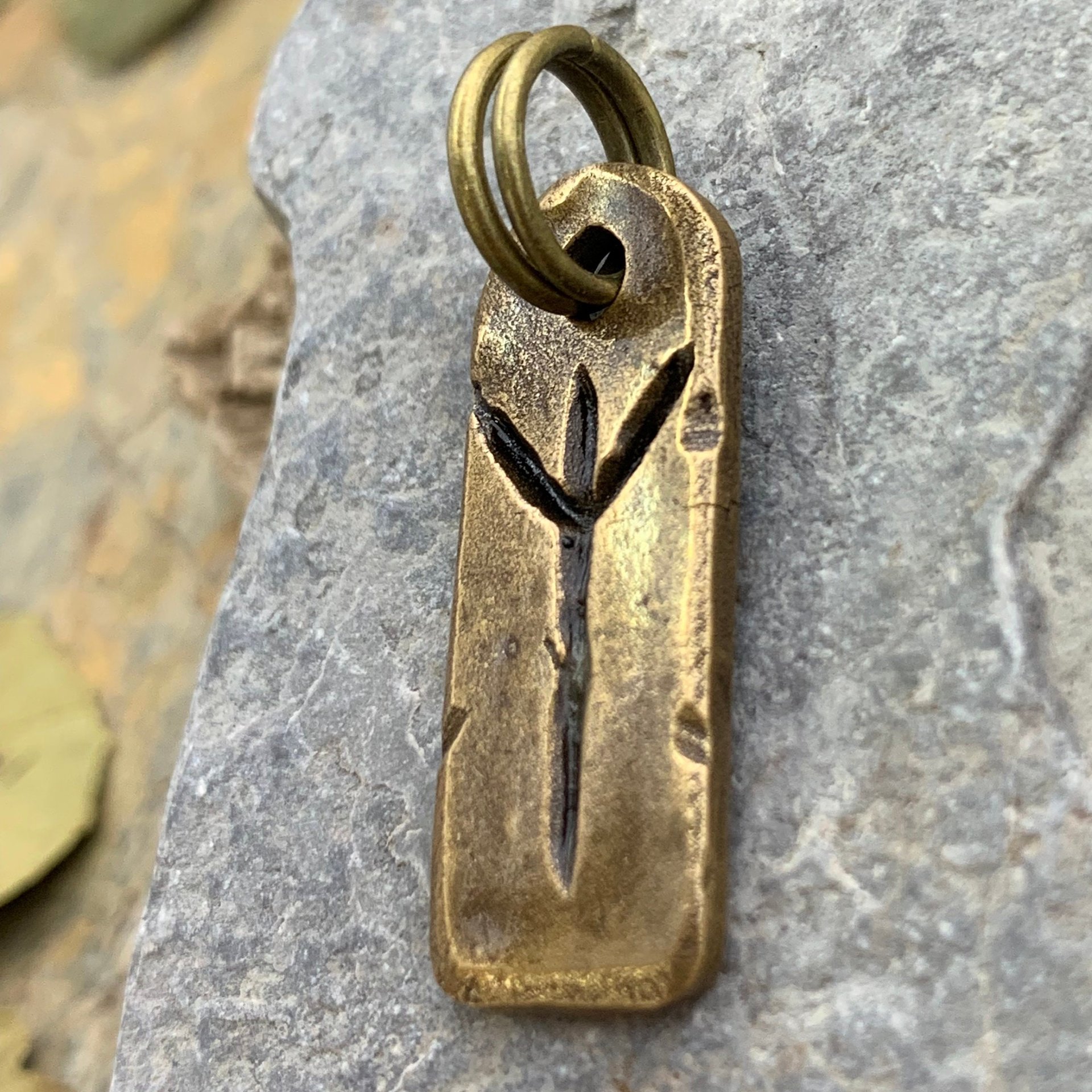 Algiz Rune, Bronze Rune Charm, Hand-Carved, Viking Pendant, Nordic Norse Jewelry, Elder Futhark, Leather & Vegan Cords, Unisex Jewelry