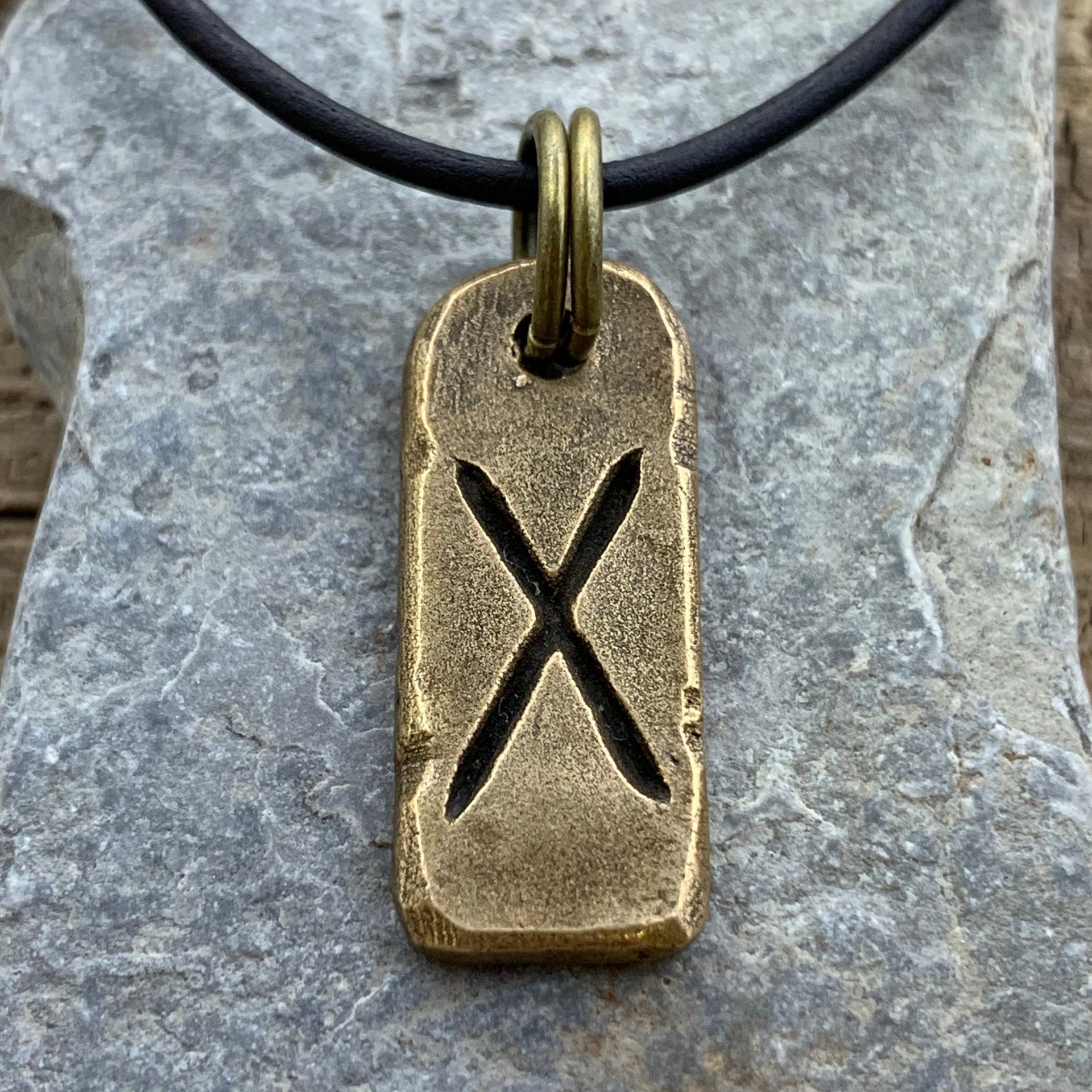 Gebo Rune, Bronze Rune Pendant, Viking Jewelry, Viking Runes, Men's Rune Jewelry, Rune Jewelry, Nordic Jewelry, Elder Futhark, Nordic Gebo