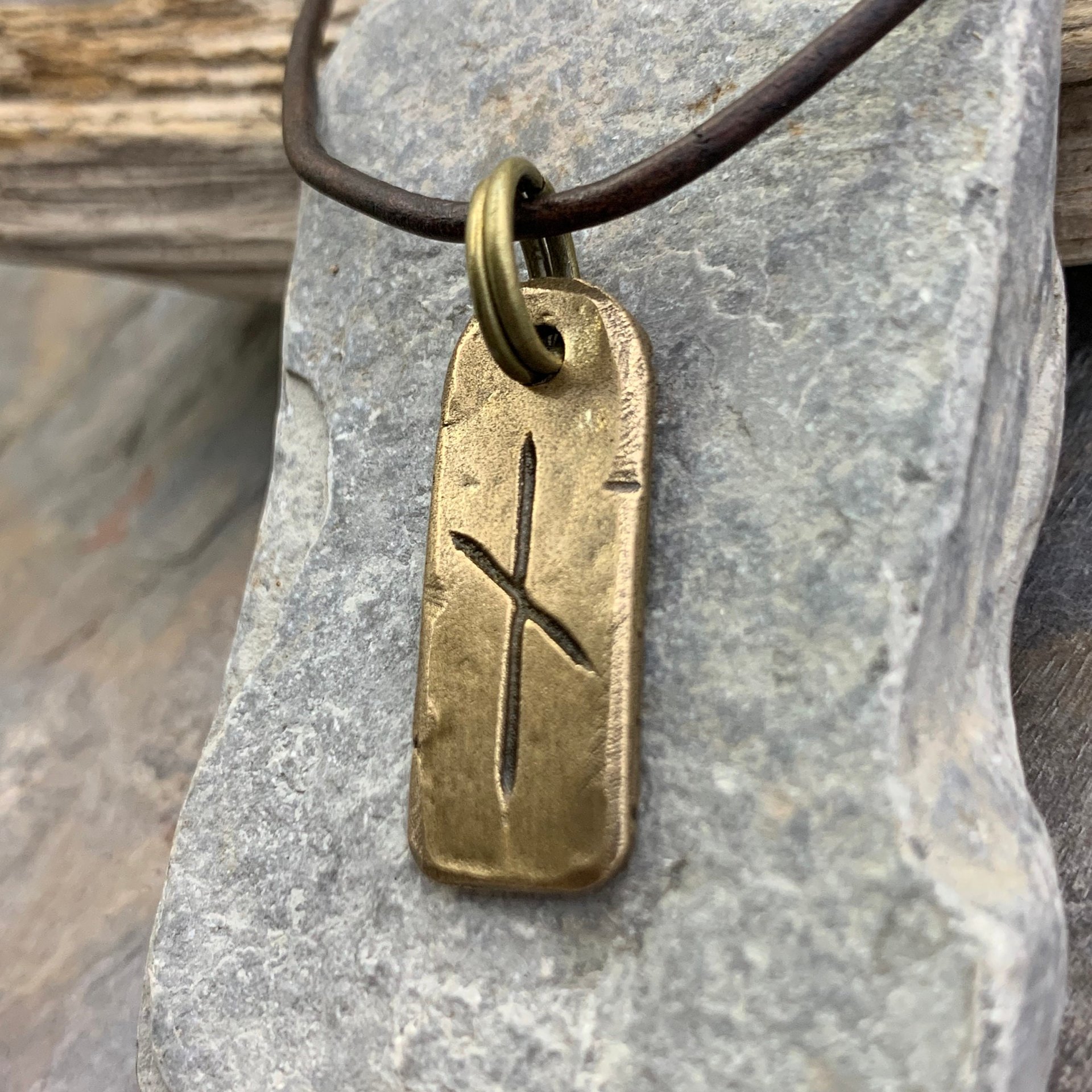 Nauthiz Rune, Bronze Charm, Men's Rune Jewelry, Nauthiz Nordic Rune, Elder Futhark, Viking Jewelry, Hand Carved, Soul Harbor Jewelry