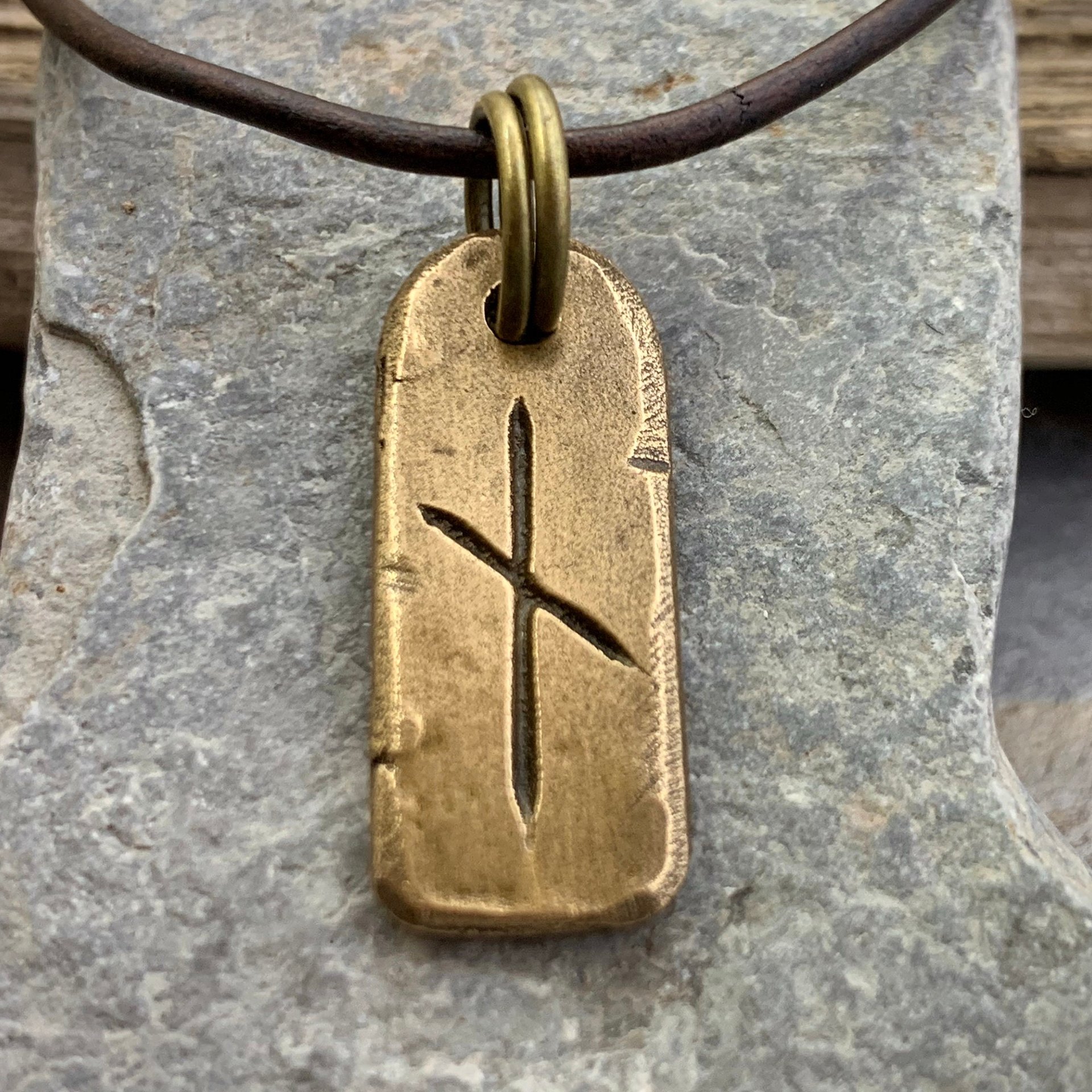 Nauthiz Rune, Bronze Charm, Men's Rune Jewelry, Nauthiz Nordic Rune, Elder Futhark, Viking Jewelry, Hand Carved, Soul Harbor Jewelry