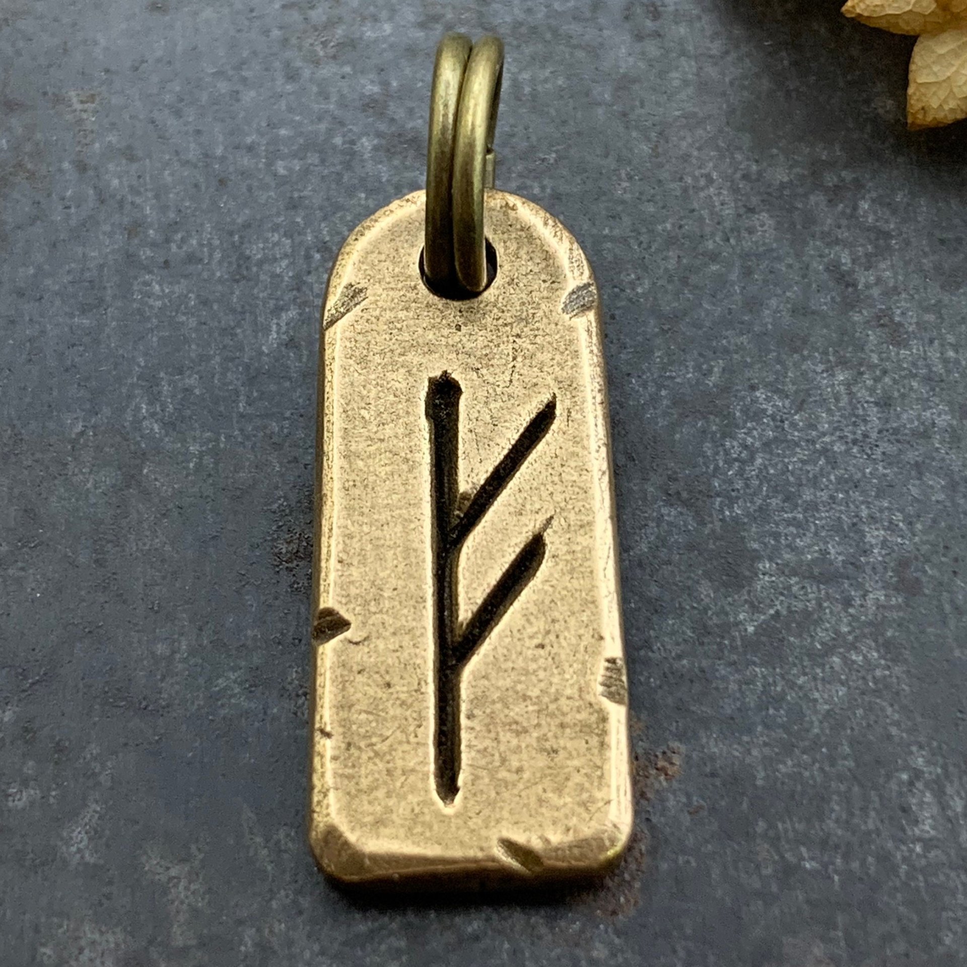 Fehu Rune, Nordic Runes, Bronze Rune Pendant, Viking Runes, Rune Charms, Men's Necklaces, Nordic Jewelry, Elder Futhark, Viking Jewelry