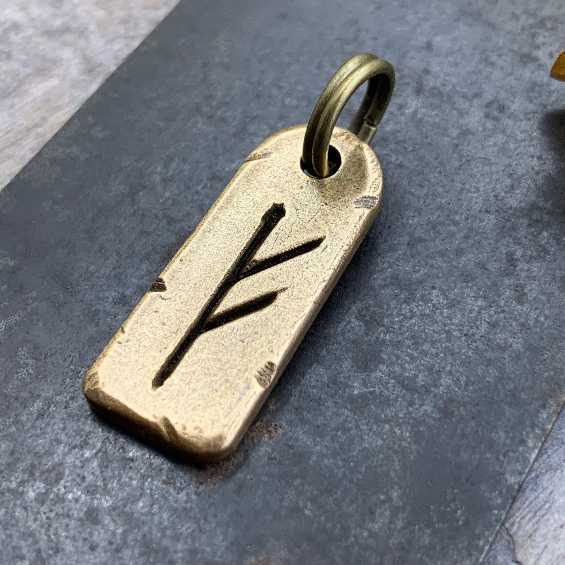 Fehu Rune, Nordic Runes, Bronze Rune Pendant, Viking Runes, Rune Charms, Men's Necklaces, Nordic Jewelry, Elder Futhark, Viking Jewelry