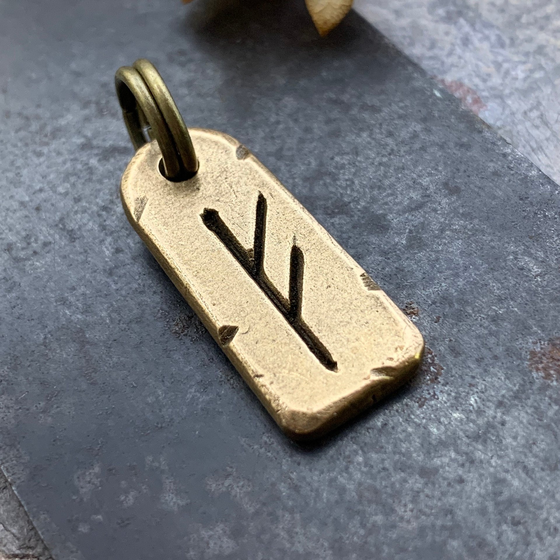 Fehu Rune, Nordic Runes, Bronze Rune Pendant, Viking Runes, Rune Charms, Men's Necklaces, Nordic Jewelry, Elder Futhark, Viking Jewelry