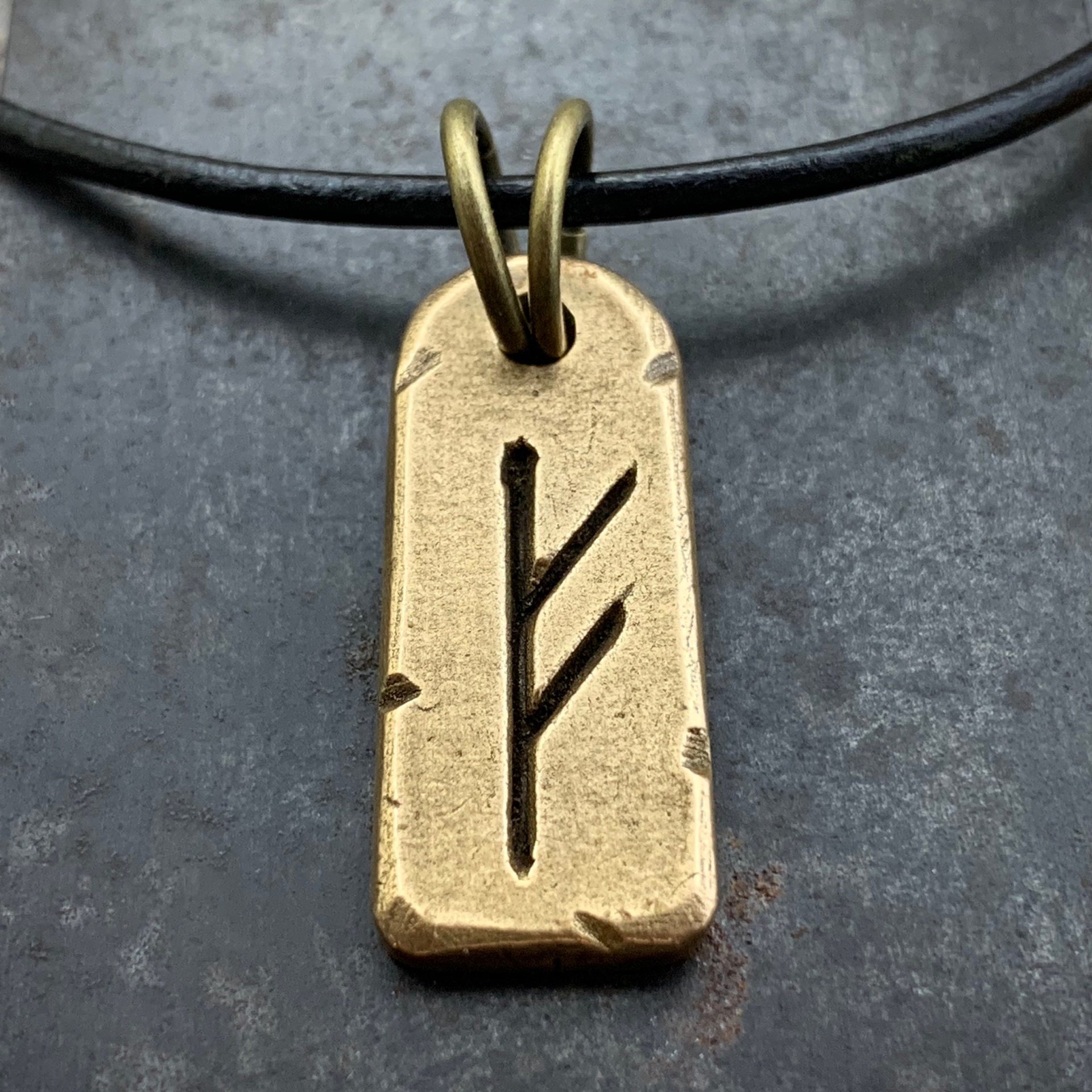 Fehu Rune, Nordic Runes, Bronze Rune Pendant, Viking Runes, Rune Charms, Men's Necklaces, Nordic Jewelry, Elder Futhark, Viking Jewelry