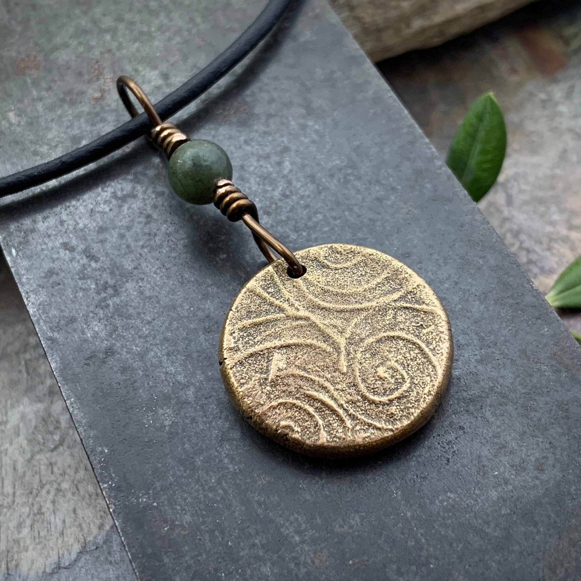 Bronze Trinity Knot, Triquetra, Wax Seal Charm, Connemara Marble, Irish Celtic Jewelry, Pagan, 8th Anniversary, Triple Goddess, Celtic Witch
