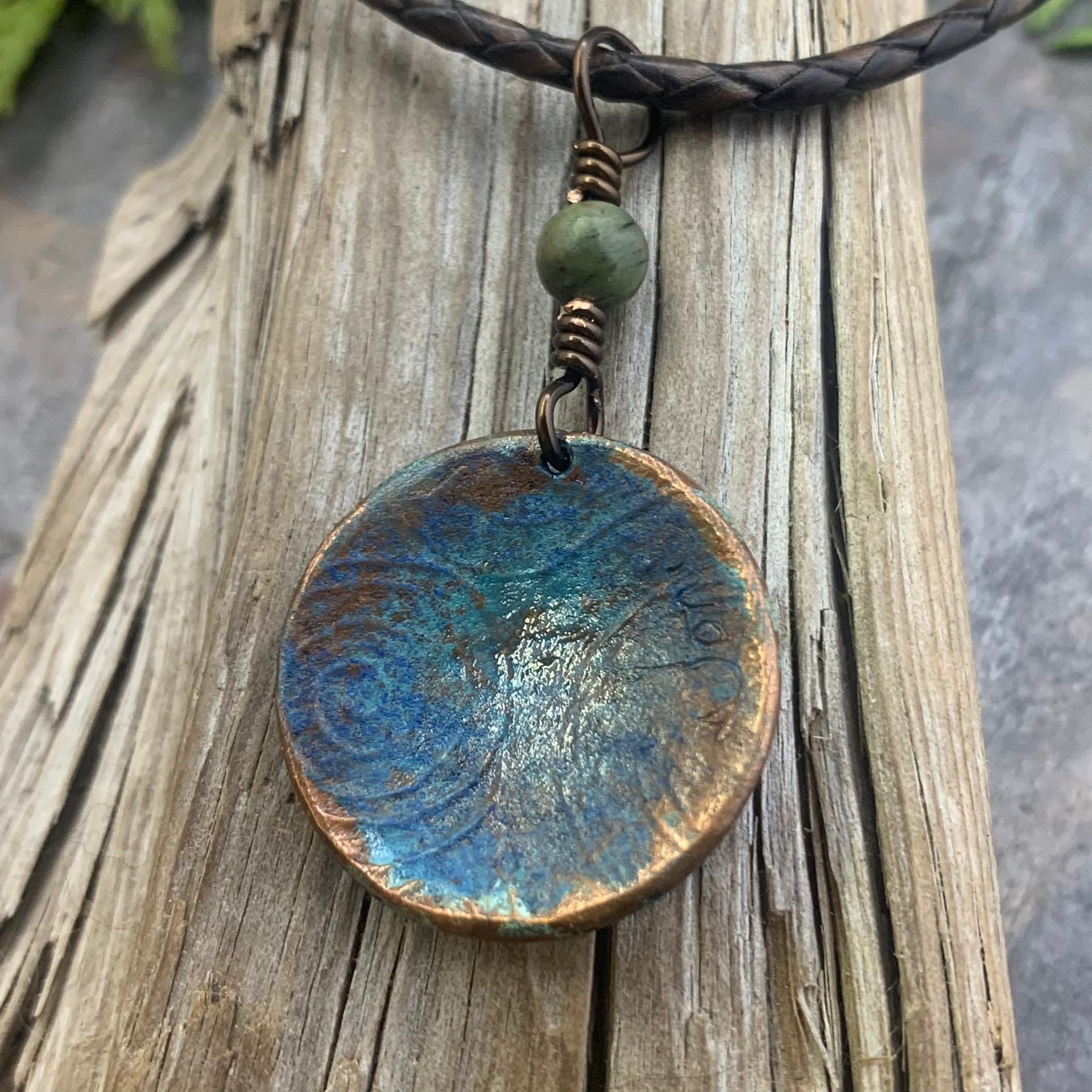 Triskele Pendant, Triskelion, Triple Spiral, Copper Patina, Irish Celtic Jewelry, Connemara Marble, Pagan Wicca, Triple Goddess Charm