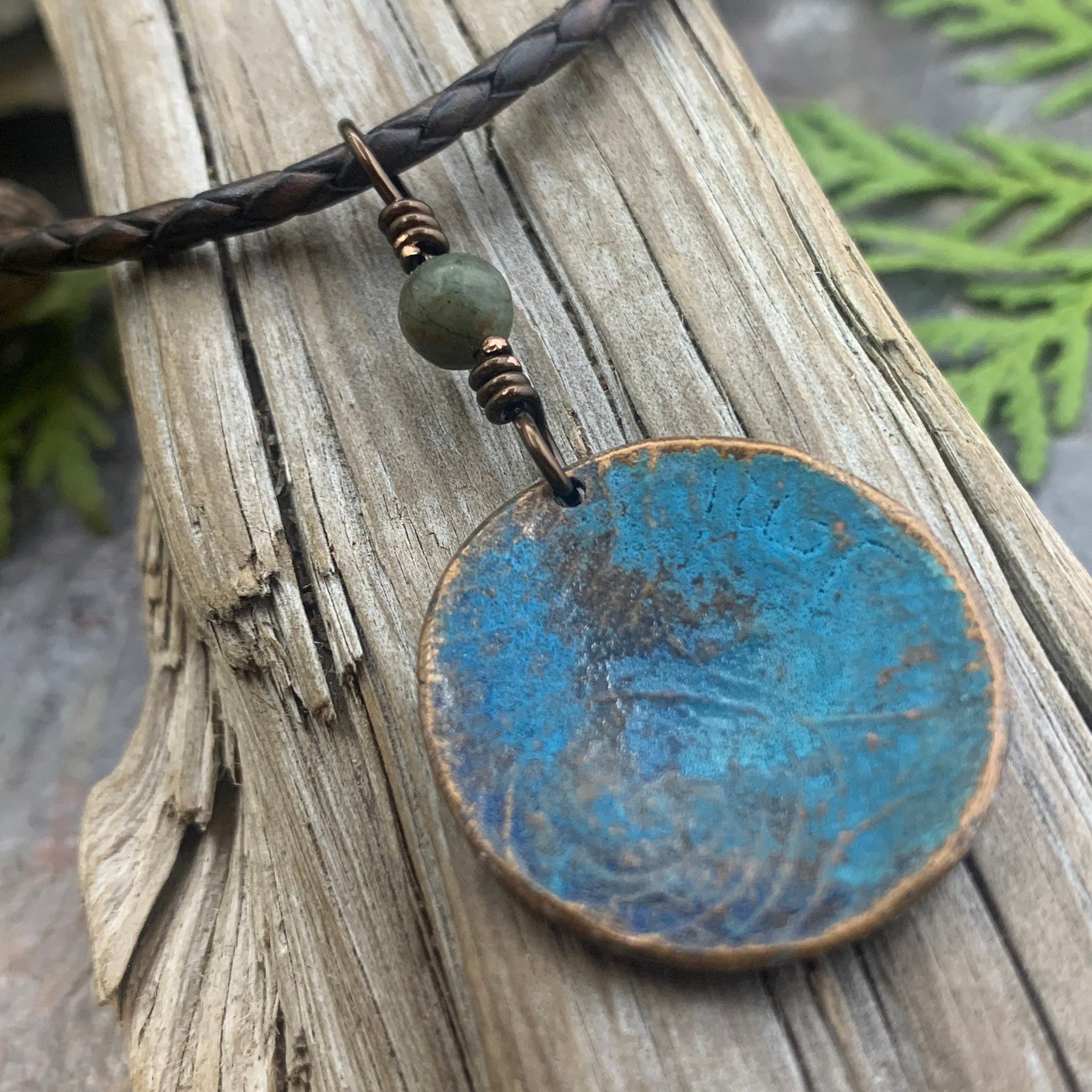 Triskele Pendant, Triskelion, Triple Spiral, Copper Patina, Irish Celtic Jewelry, Connemara Marble, Pagan Wicca, Triple Goddess Charm
