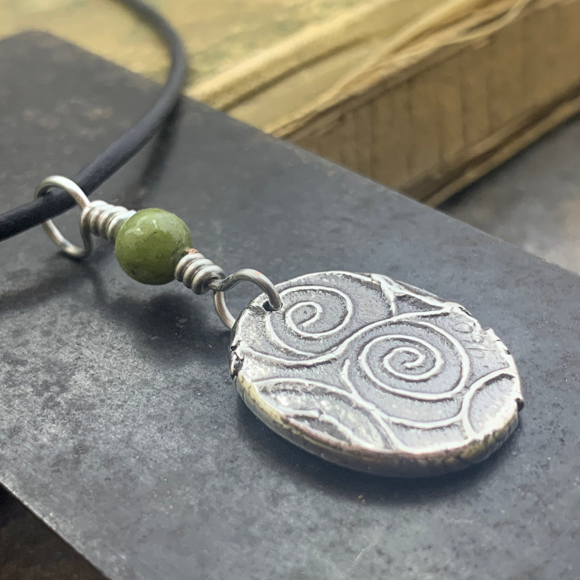 Celtic Cross, Sterling Silver, Connemara Marble, Irish Celtic Jewelry, Wax Seal Charm, Irish Pagan, Handcrafted, Artisan Jewelry, Faith