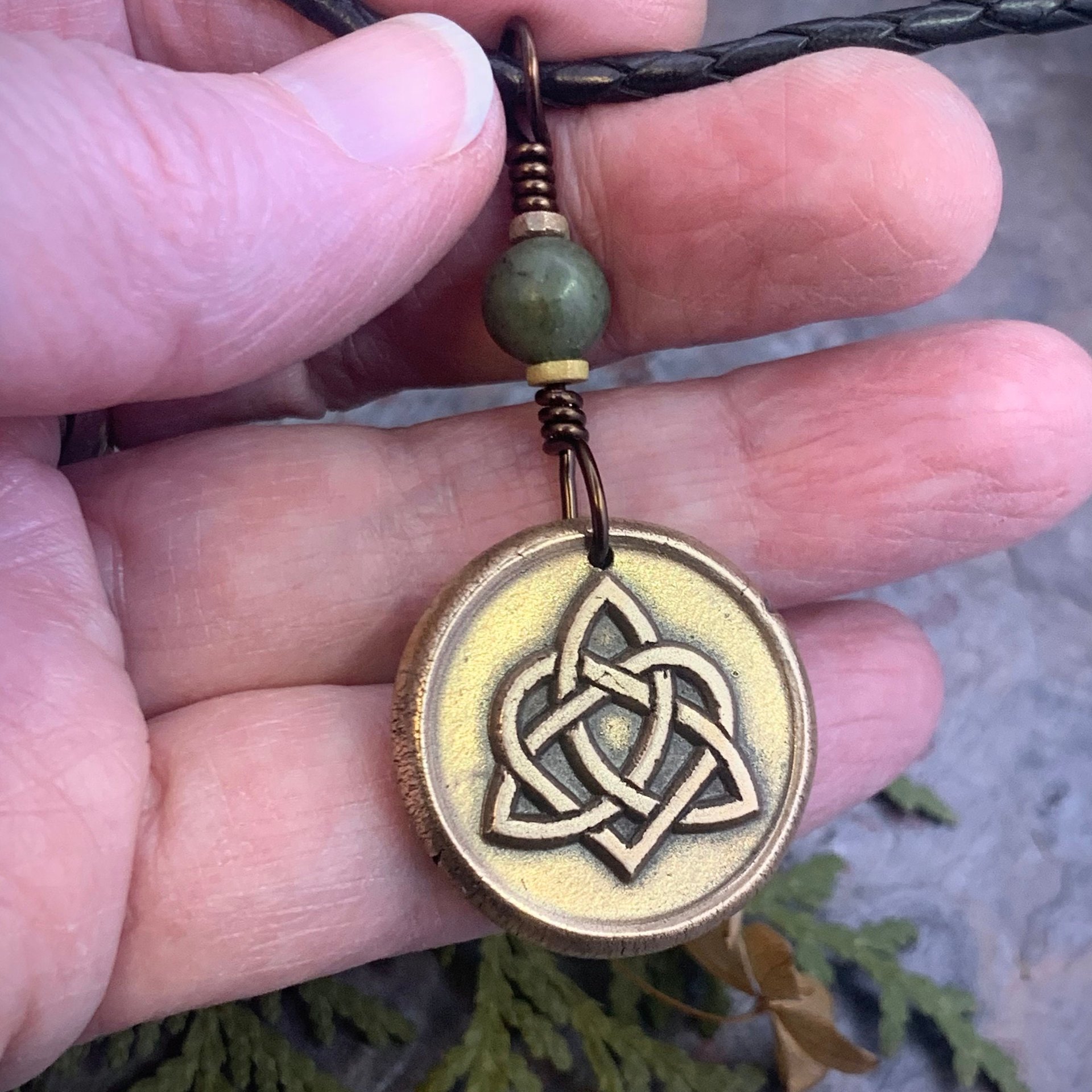 Celtic Love Knot, Bronze Trinity Charm, Connemara Marble, Wax Seal Charm, Irish Celtic Jewelry, St. Patrick's Day Gifts, Infinity, Eternity