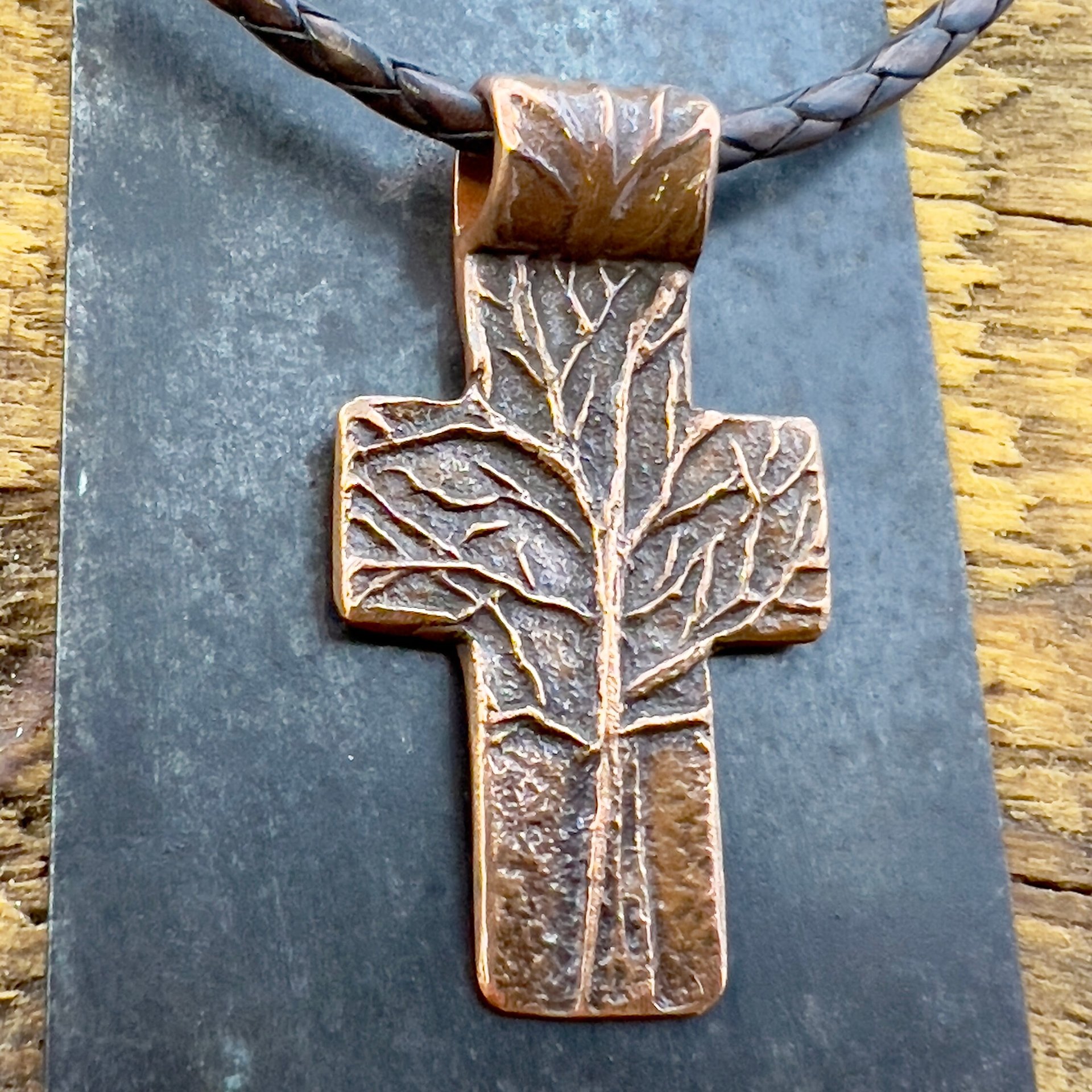 Tree Cross Pendant, Copper Cross, Tree Branch Cross, Men's Jewelry, Irish Celtic Trees, Hand-Carved, Spiritual Gifts, Tree of Life, Earthy