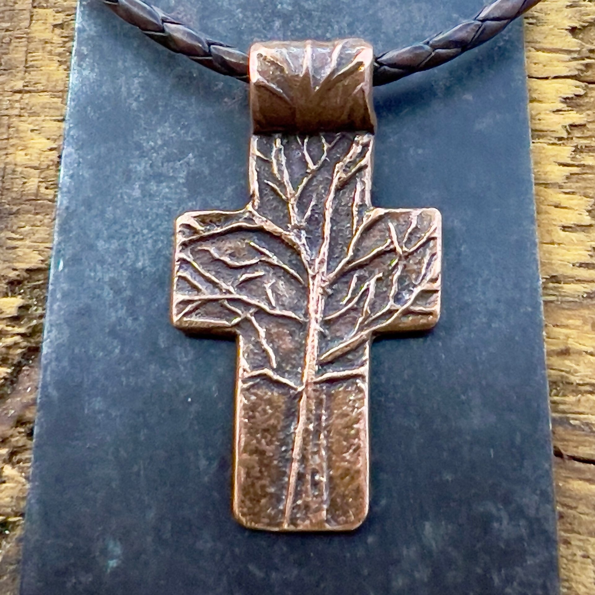 Tree Cross Pendant, Copper Cross, Tree Branch Cross, Men's Jewelry, Irish Celtic Trees, Hand-Carved, Spiritual Gifts, Tree of Life, Earthy