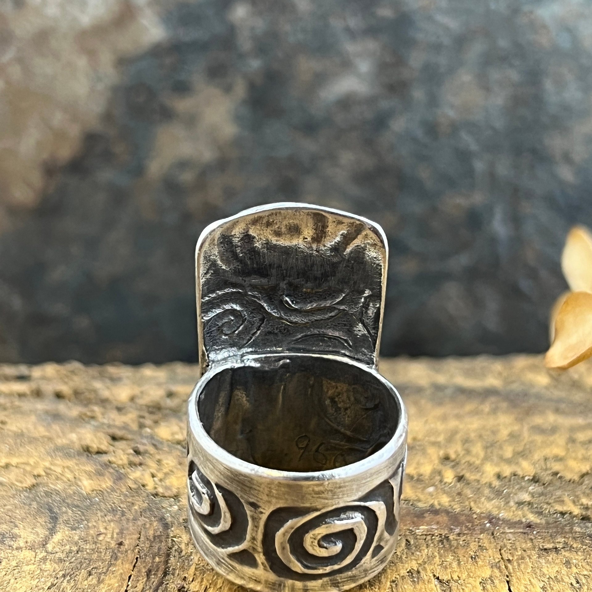 Silver Tree Ring, Sterling Silver 960, Tree of Life, Irish Celtic Spirals, Shied Ring, Statement Jewelry, Druid Pagan, Earthy Rustic Jewelry