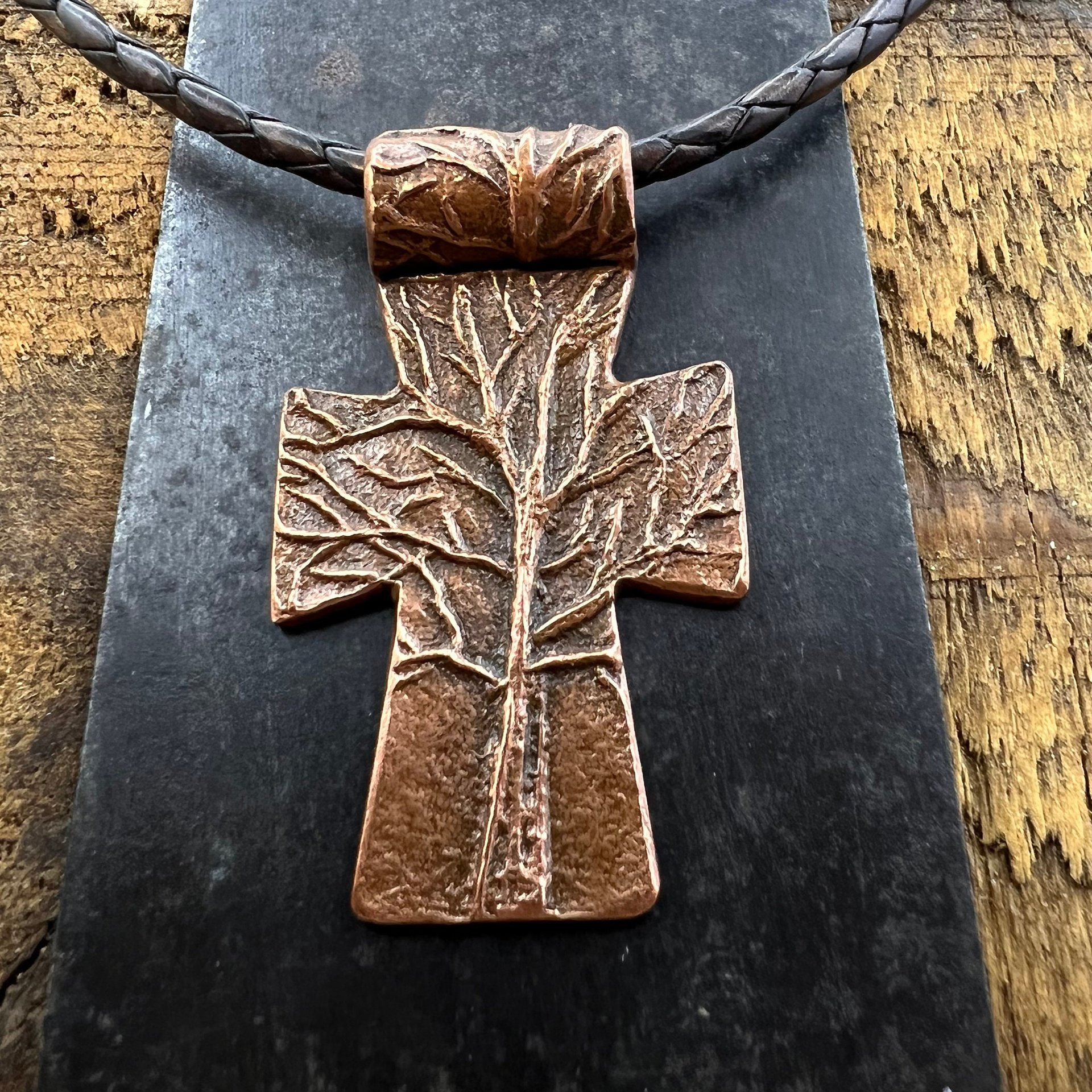 Tree Cross Pendant, Copper Cross, Tree Branch Cross, Men's Jewelry, Irish Celtic Trees, Hand-Carved, Spiritual Gifts, Tree of Life, Earthy