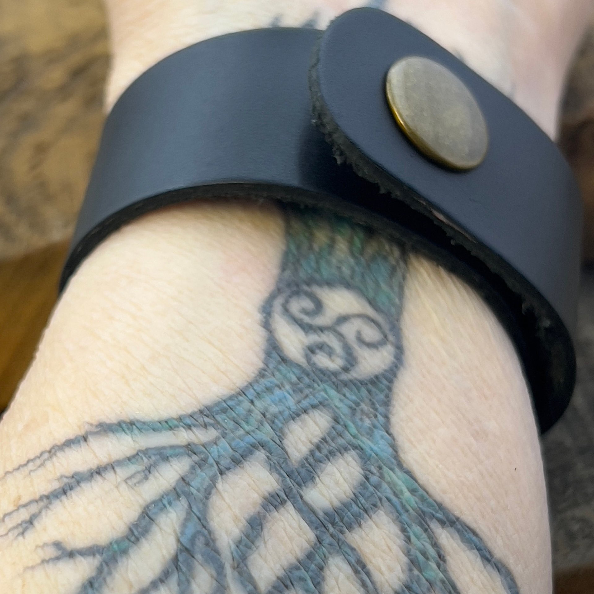 Tree of Life, Copper & Leather Cuff Bracelet, Unisex Jewelry, Hand Carved, Black Leather Adjustable Cuff, Size 6.75-8, Earthy Rustic Jewelry