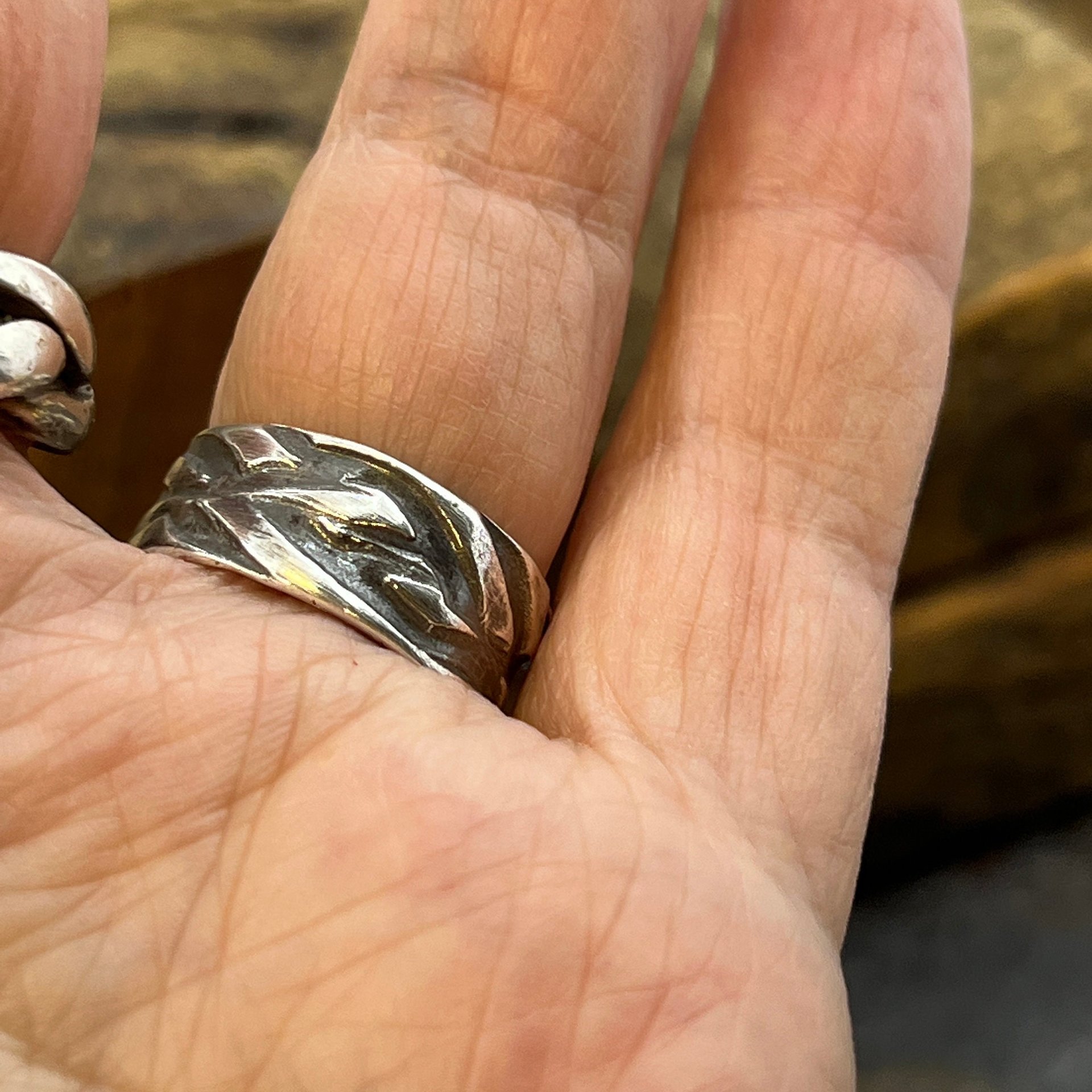 Silver Braid Ring, Sterling Silver 960, Wrap Ring, Braided Texture Ring, Wide Band Rings, Hand Crafted Art Jewelry, One of Kind Jewelry