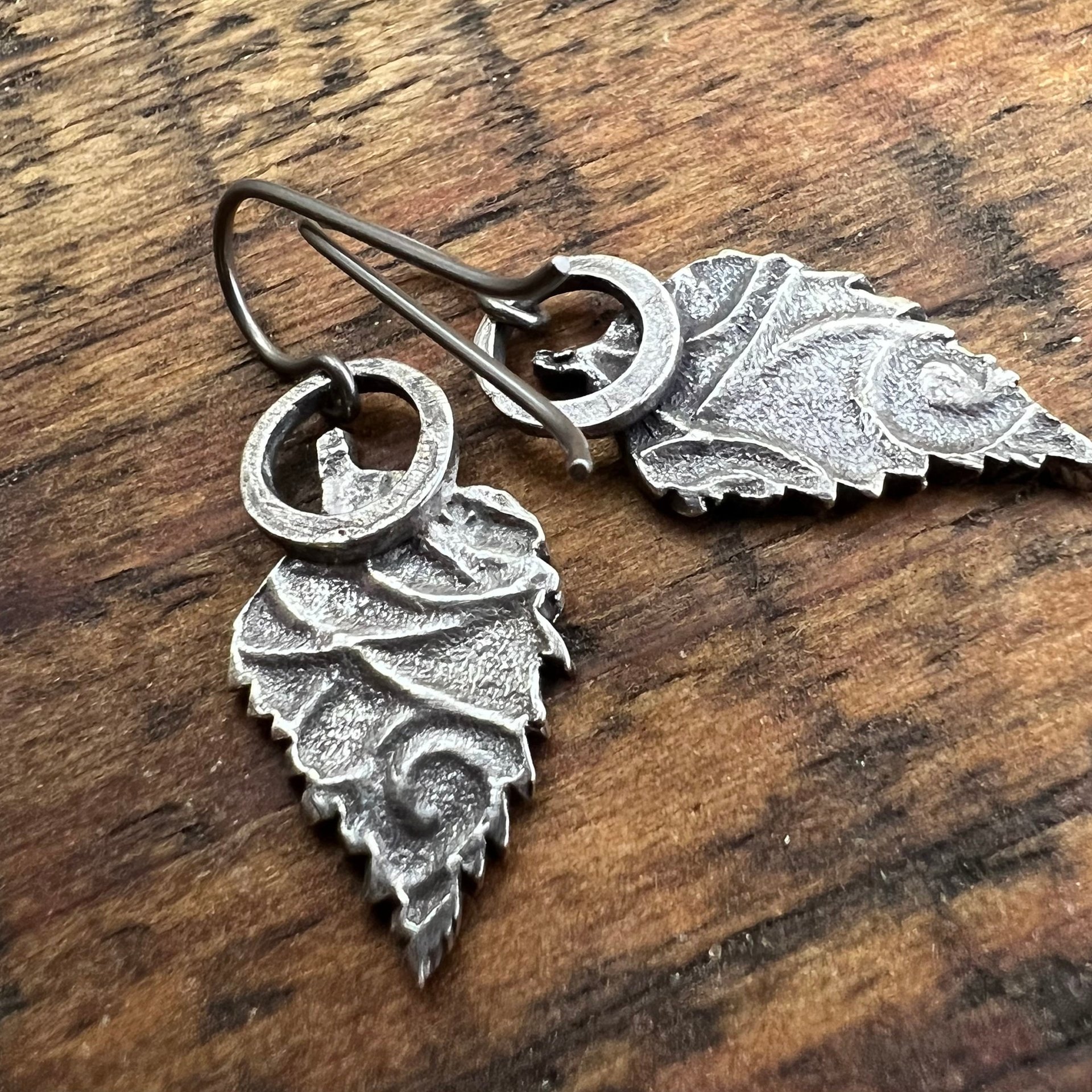 Sterling Silver, Birch Leaf Earrings, Birch Leaves, Sacred Trees, Irish Celtic Jewelry, Hypoallergenic, Niobium Ear Wires, Tiny Leaf
