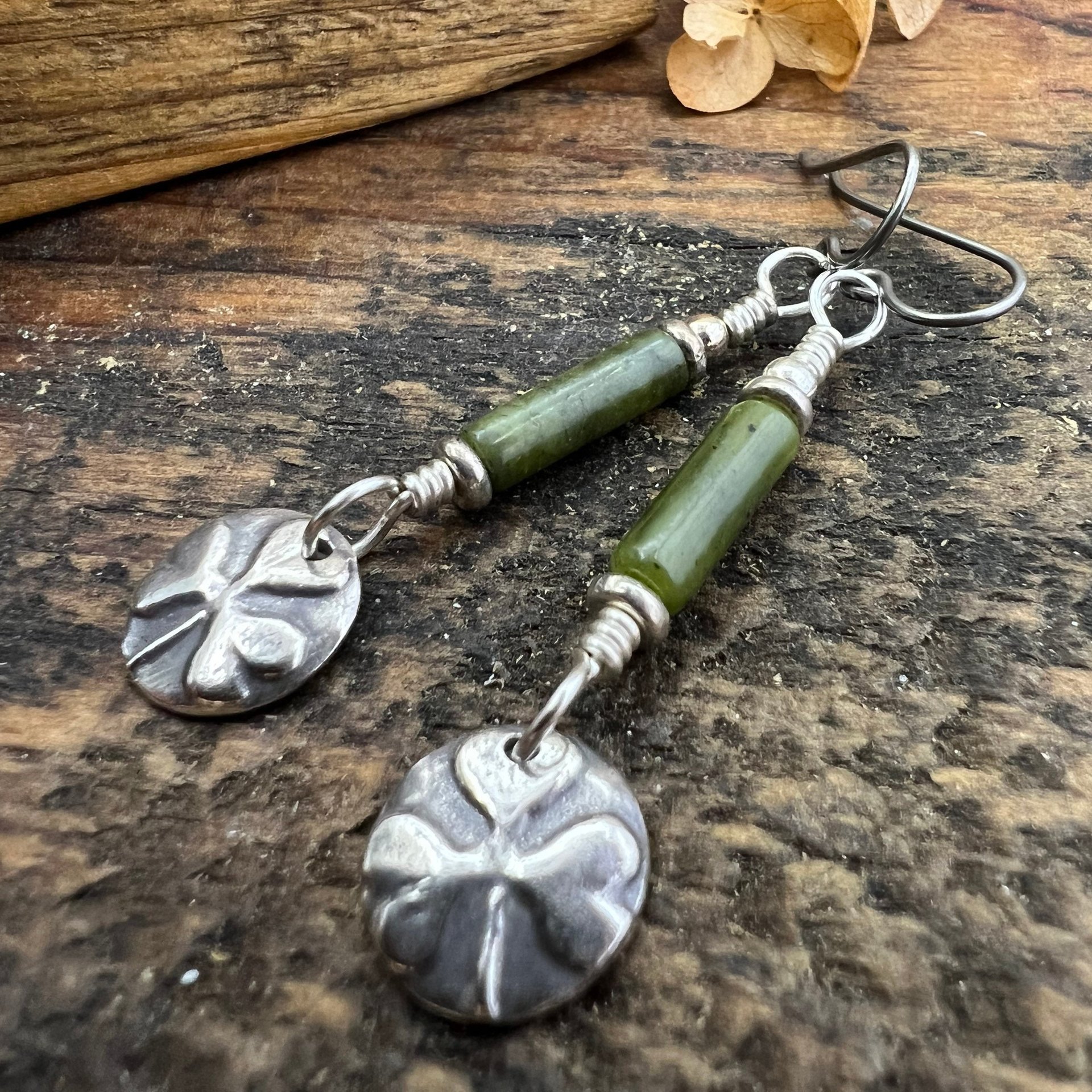 Shamrock Earrings, Connemara Marble, Irish Shamrock, Irish Celtic Jewelry, Clover Earrings, Sterling Silver, Silver and Green, Anniversary