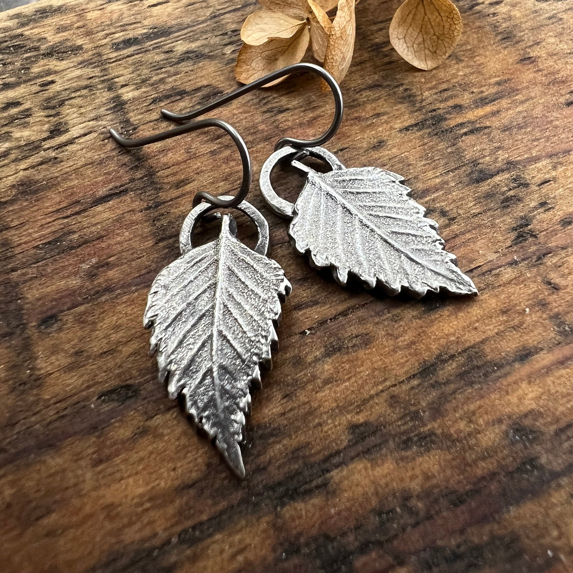 Sterling Silver, Birch Leaf Earrings, Birch Leaves, Sacred Trees, Irish Celtic Jewelry, Hypoallergenic, Niobium Ear Wires, Tiny Leaf