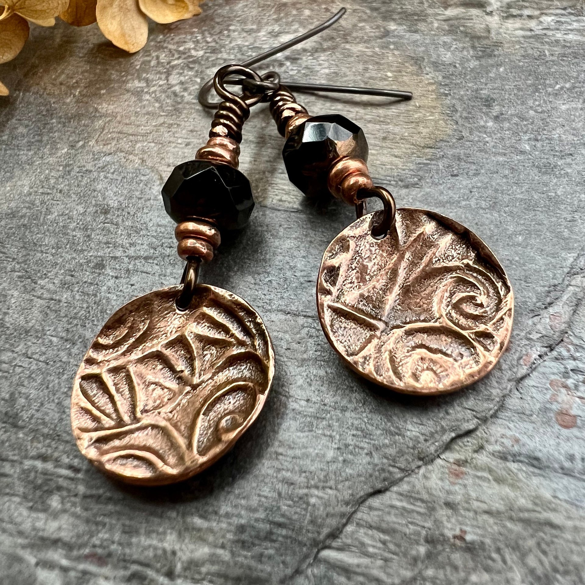 Copper Owl Earrings, Irish Celtic Jewelry, Pagan Jewelry, Copper Owl Jewelry, Witch Earrings, 7th Anniversary, Bird Lover Gifts, Earthy Gift